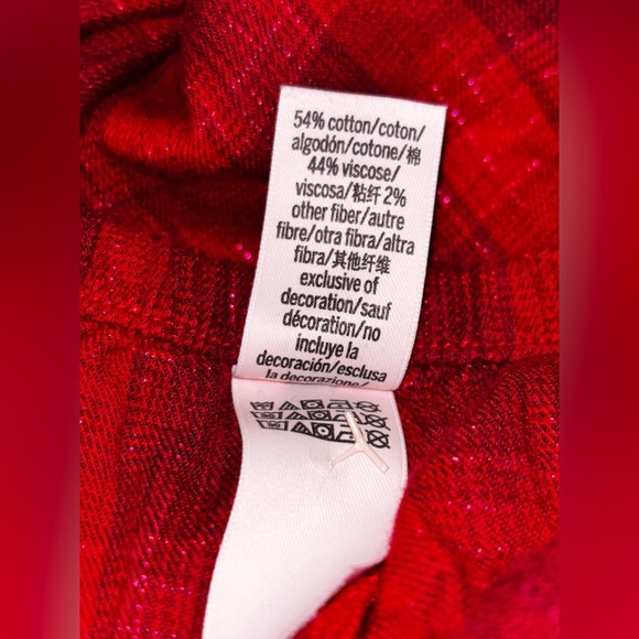Victoria Secret Metallic Red Plaid Flannel PJ 2PC Pajama Set Women‎ L Lounging - Picture 14 of 15